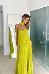 Helen Halter Ruched Maxi Dress
