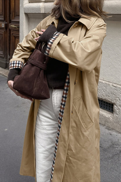 SOKYND Jane Check-Accent Mid Trench Coat CoatSOKYND-663447-BEI-M-97783BeigeM