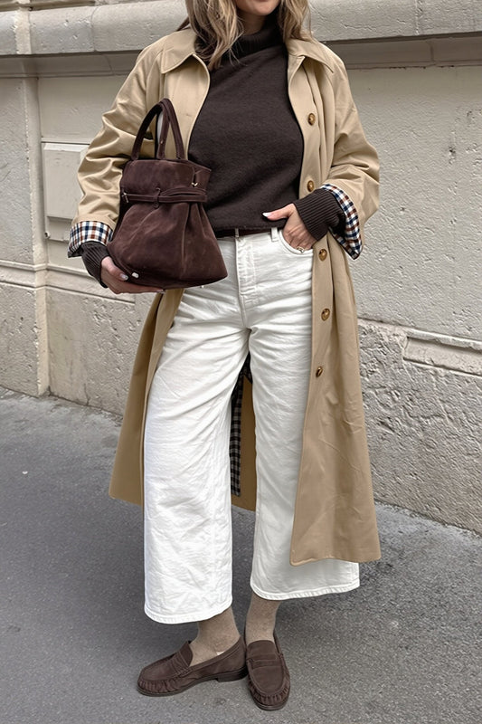 Jane Check-Accent Mid Trench Coat