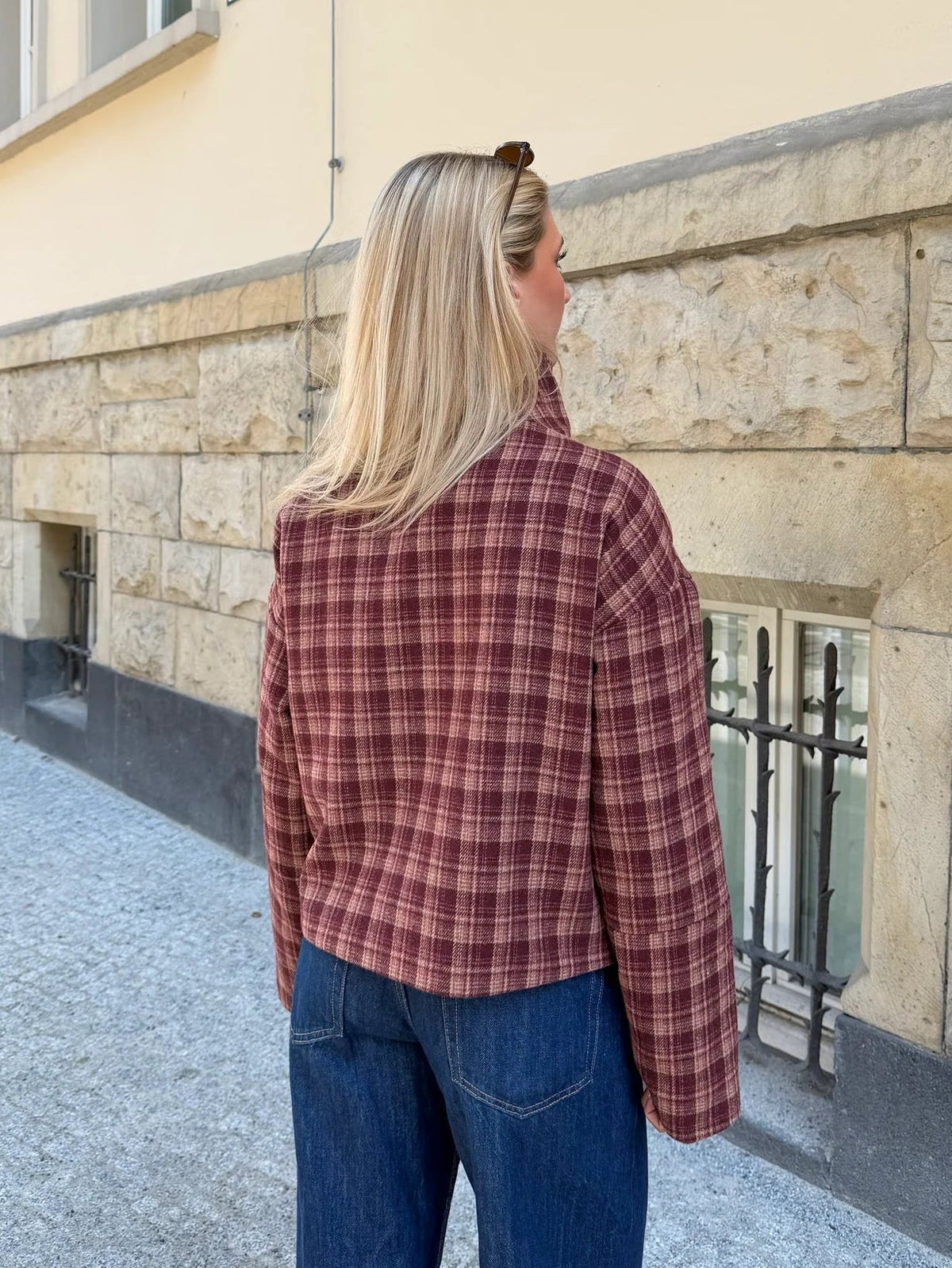 SOKYND Jane Plaid Stand Collar Coat CoatSOKYND-608023-L-OS-10487L