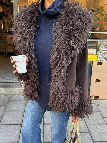 SOKYND Jedda Plush Faux Fur Coat Coats & JacketsAo1767625273826824986BrownM