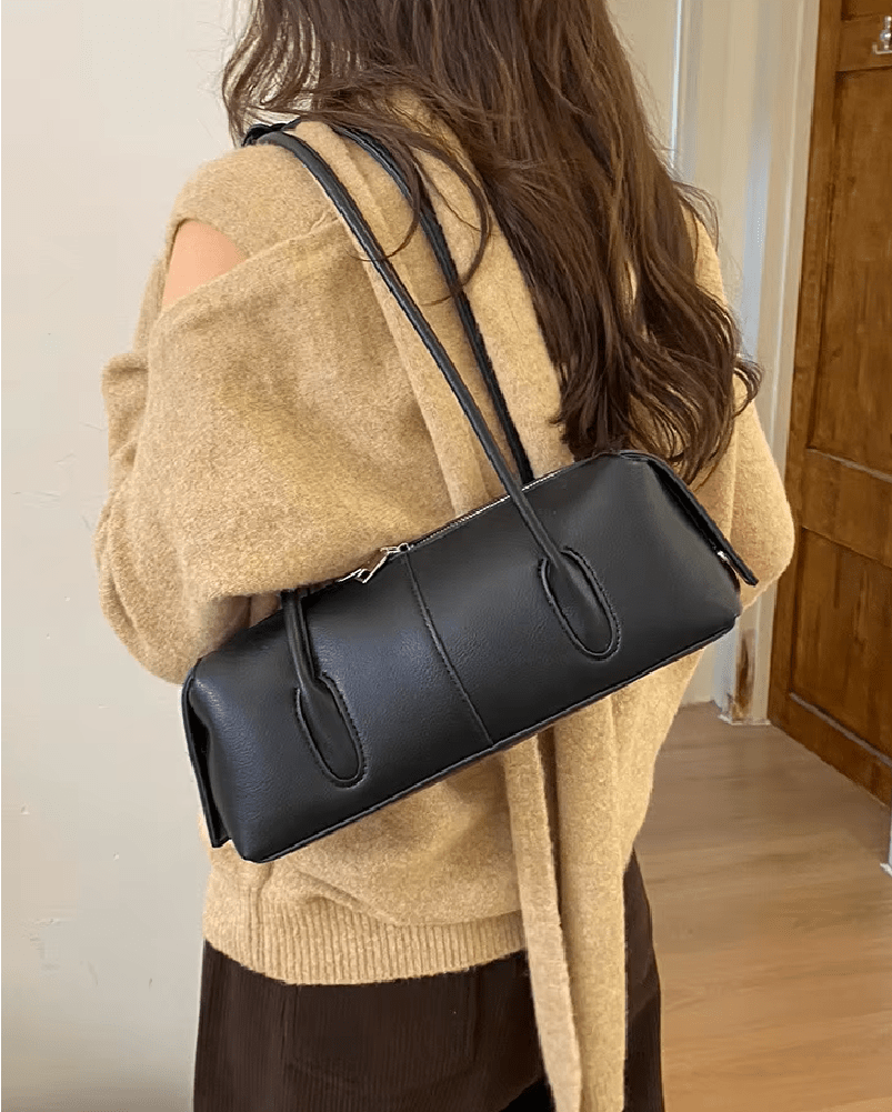 SOKYND Jessica Cylindrical Leather Shoulder Bag BagSOKYND-703639-BLA-OS-47319Black