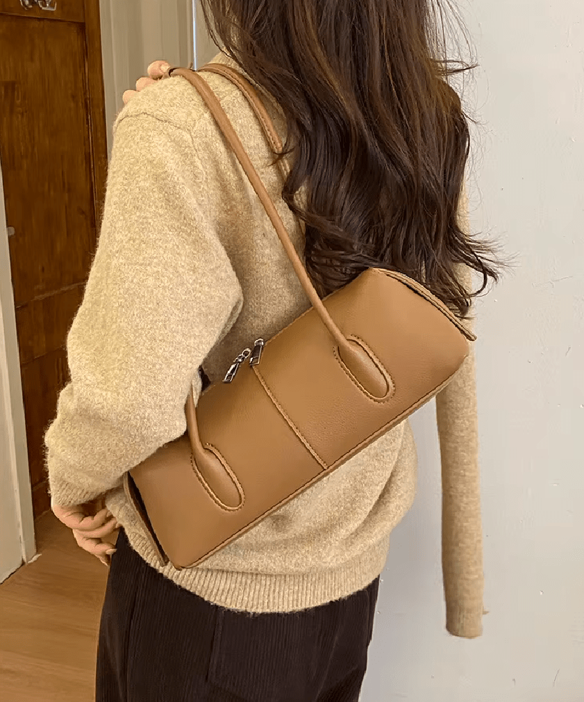 SOKYND Jessica Cylindrical Leather Shoulder Bag BagSOKYND-703639-BRO-OS-12855Brown
