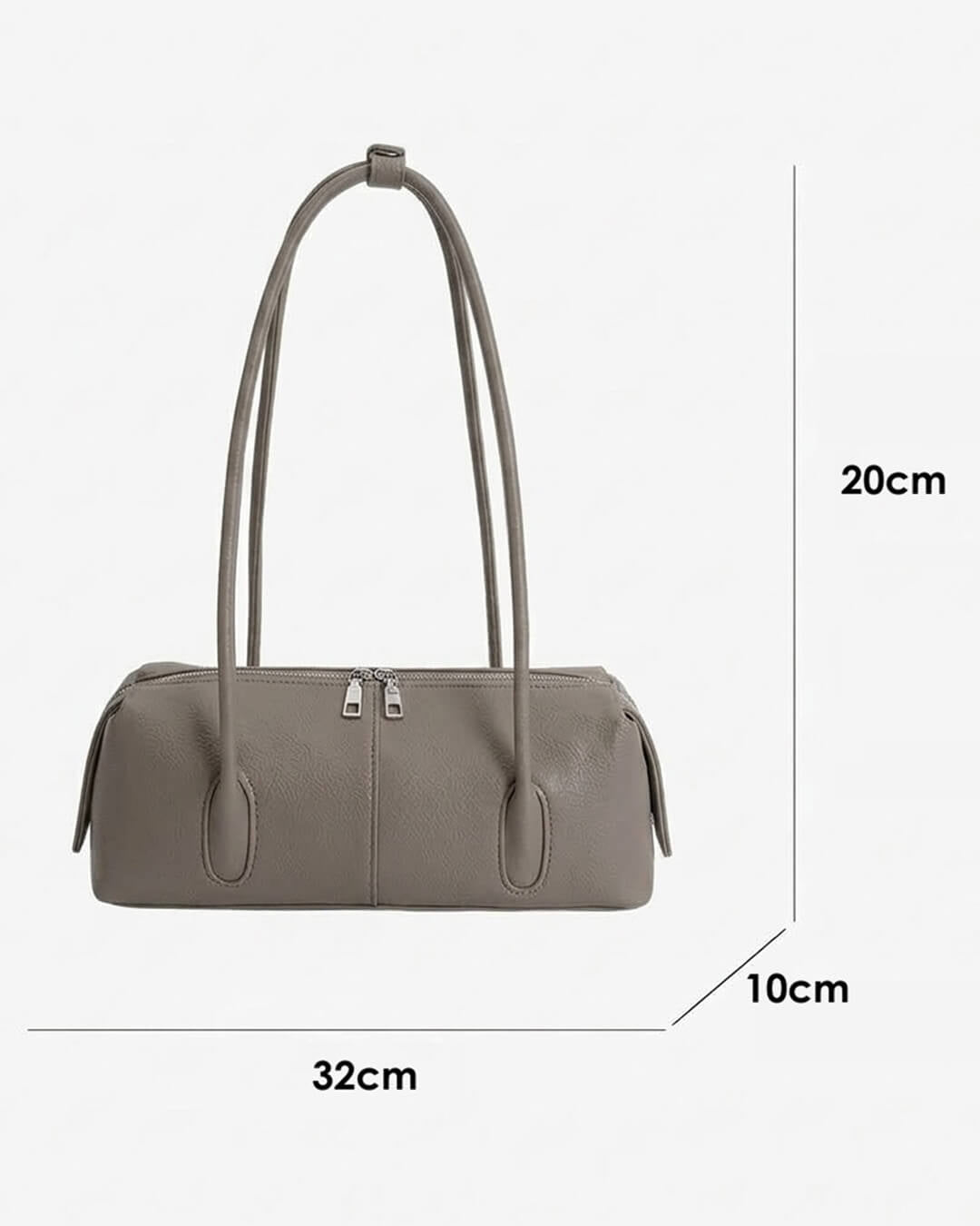 SOKYND Jessica Cylindrical Leather Shoulder Bag BagSOKYND-703639-TAU-OS-45623Taupe-Grey