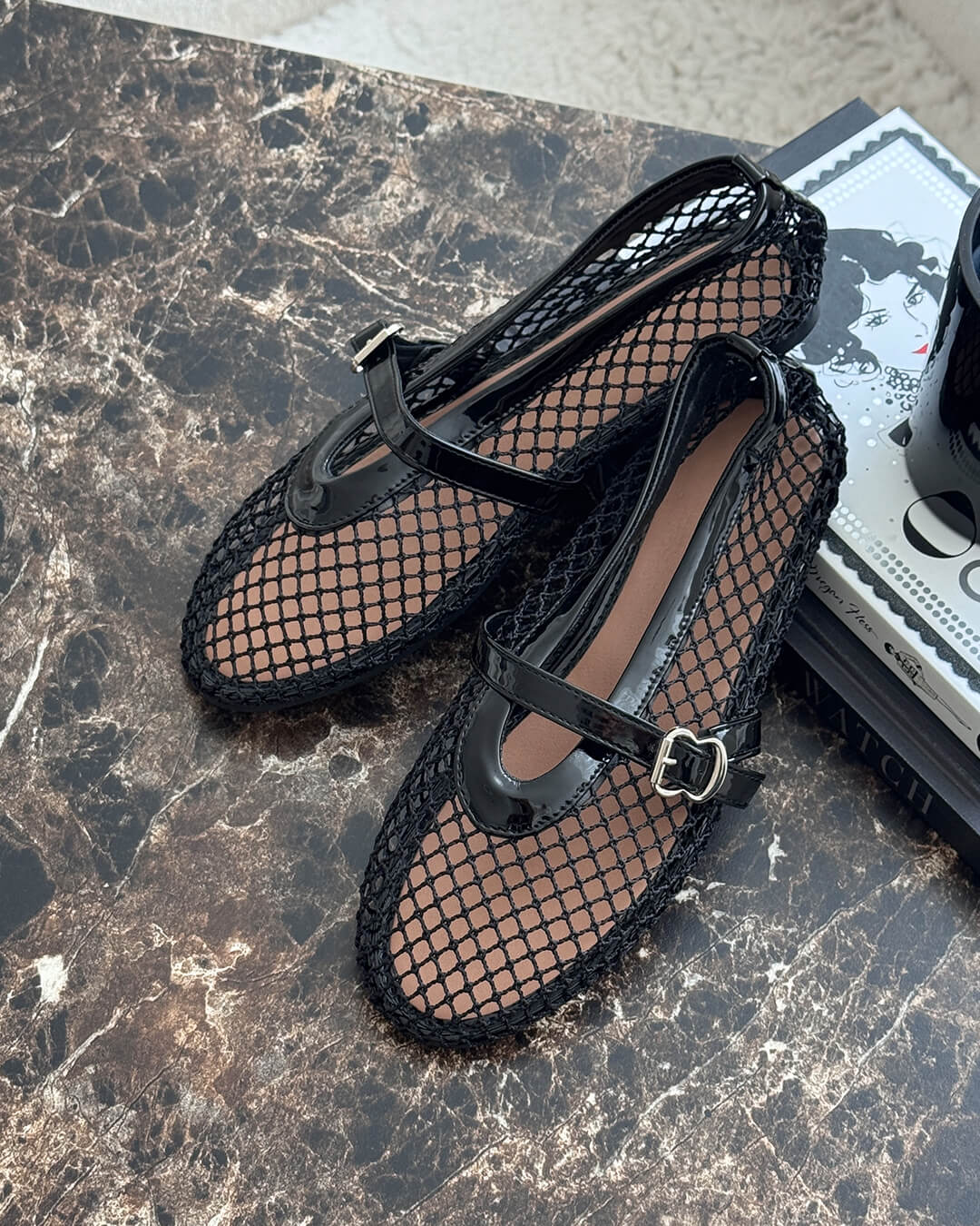 SOKYND Jessica Mesh Ballet Flats ShoesBeige36
