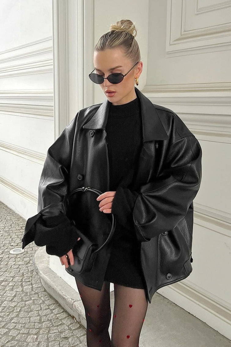 SOKYND Joanna Vintage Faux Leather Coat CoatSOKYND-866775-BLA-S-58967BlackS