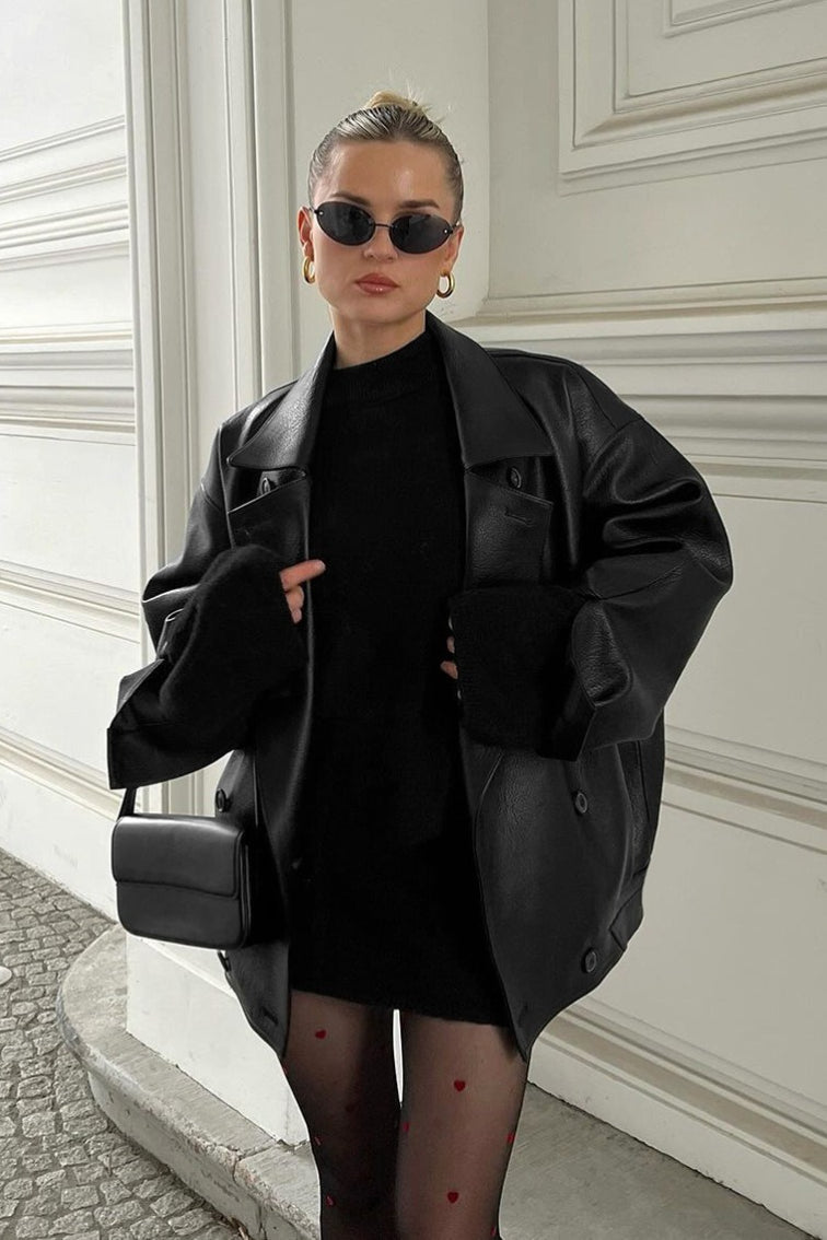 SOKYND Joanna Vintage Faux Leather Coat CoatSOKYND-866775-BLA-S-58967BlackS