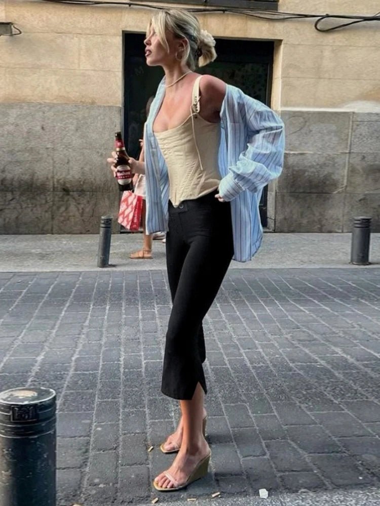 SOKYND Julie Black Capris Pants BottomsHL1774219786668146737L