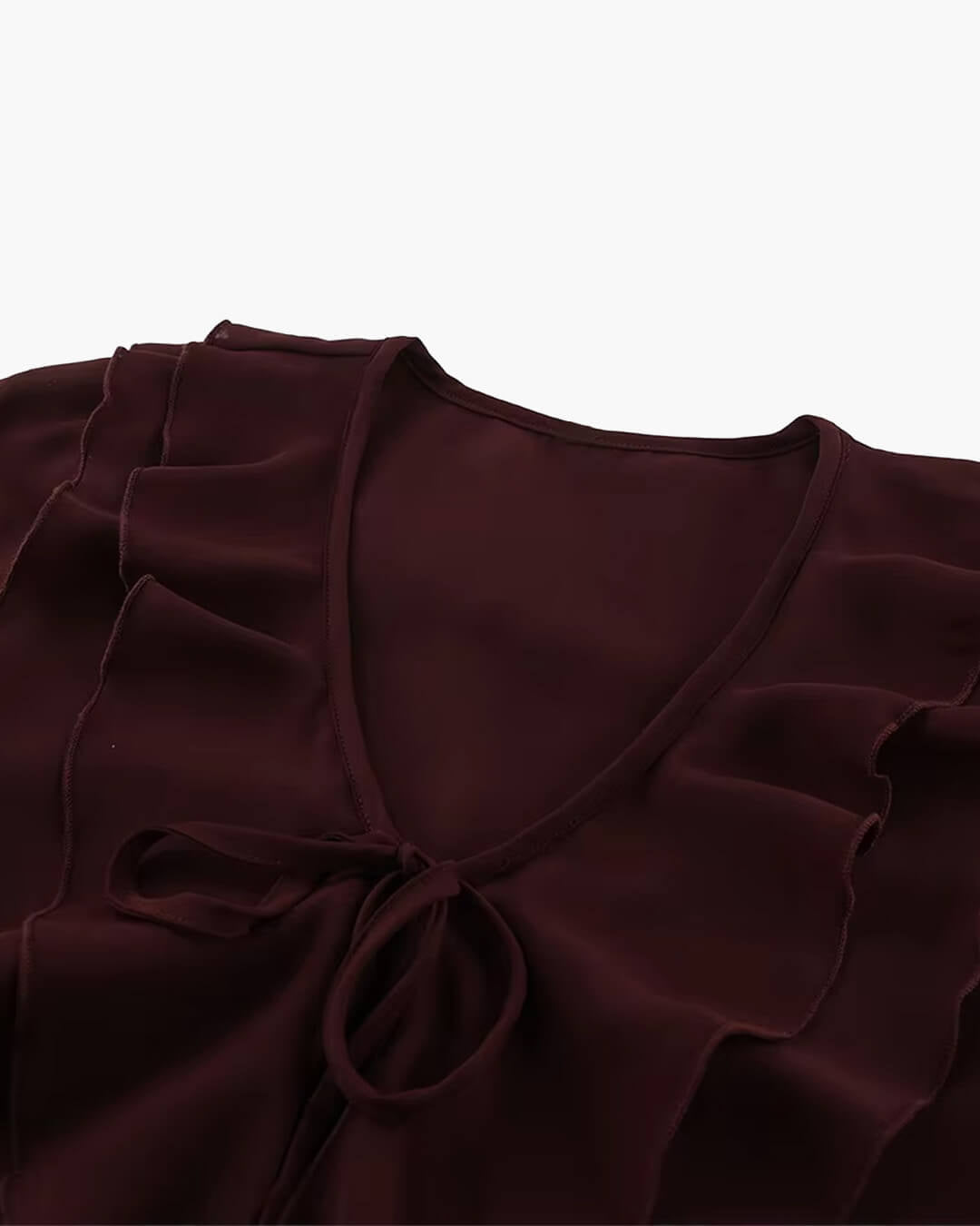 SOKYND Kelly Tie Neck Ruffled Blouse BlouseSOKYND-287383-BUR-M-30391BurgundyM