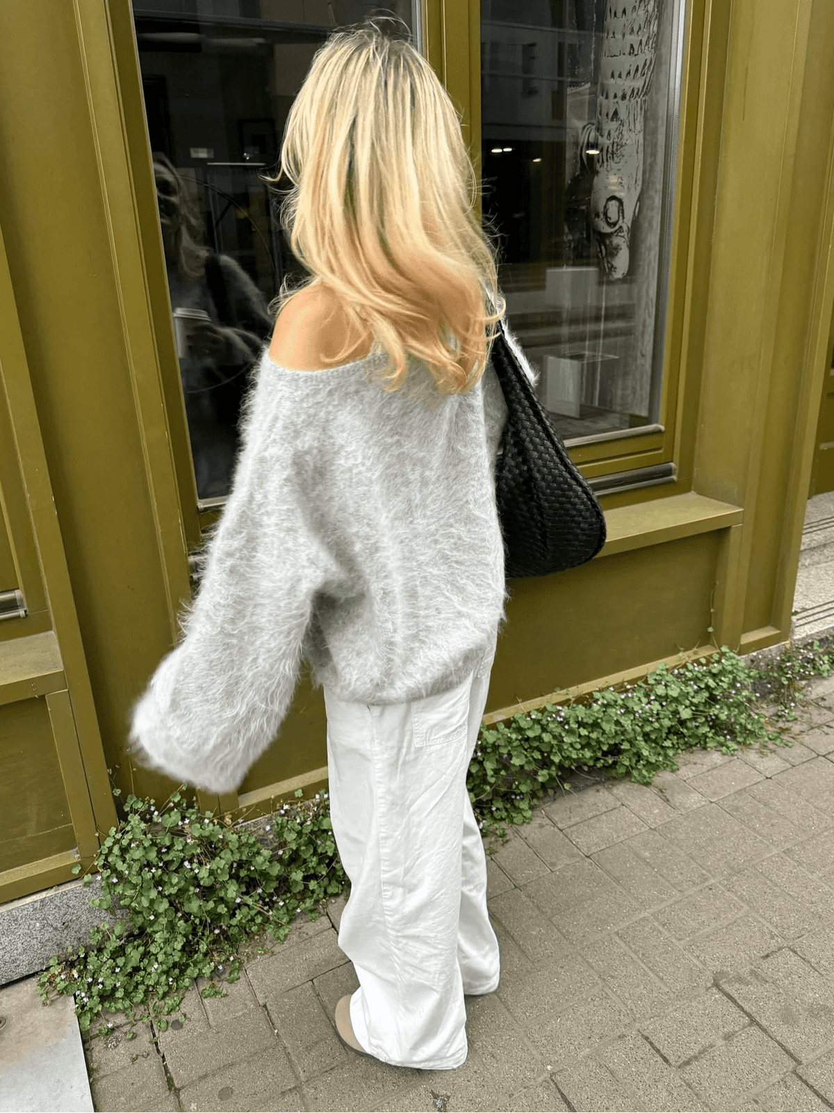 SOKYND Lara Off-Shoulder Mohair Sweater SweaterGreyS