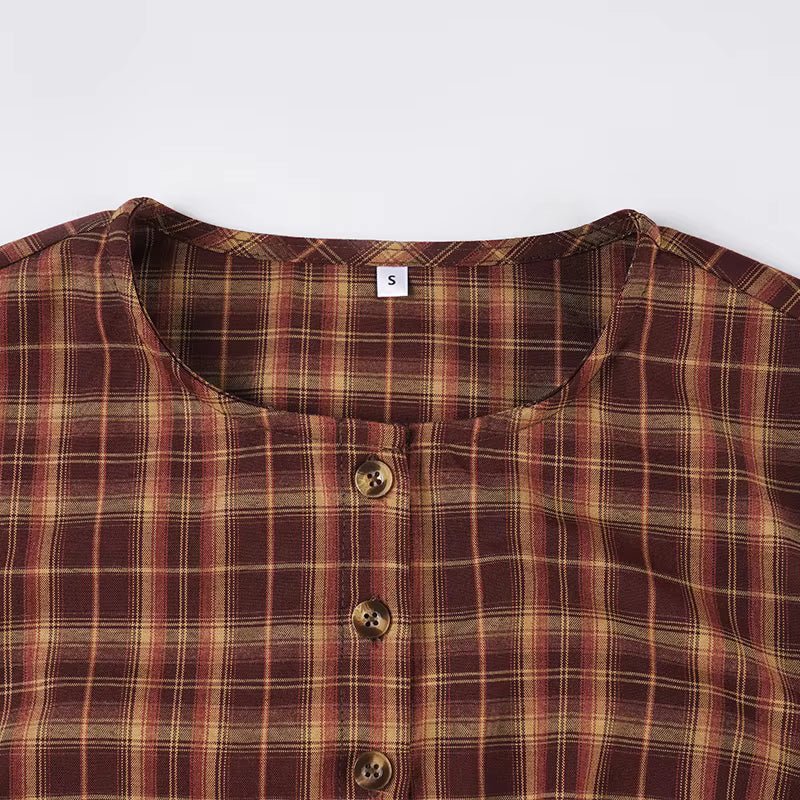 SOKYND Lily Long Sleeve Plaid Mini Dress DressSOKYND-074967-BUR-L-86903BurgundyL