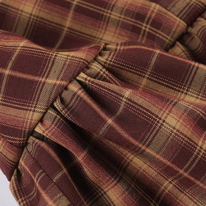 SOKYND Lily Long Sleeve Plaid Mini Dress DressSOKYND-074967-BUR-L-86903BurgundyL