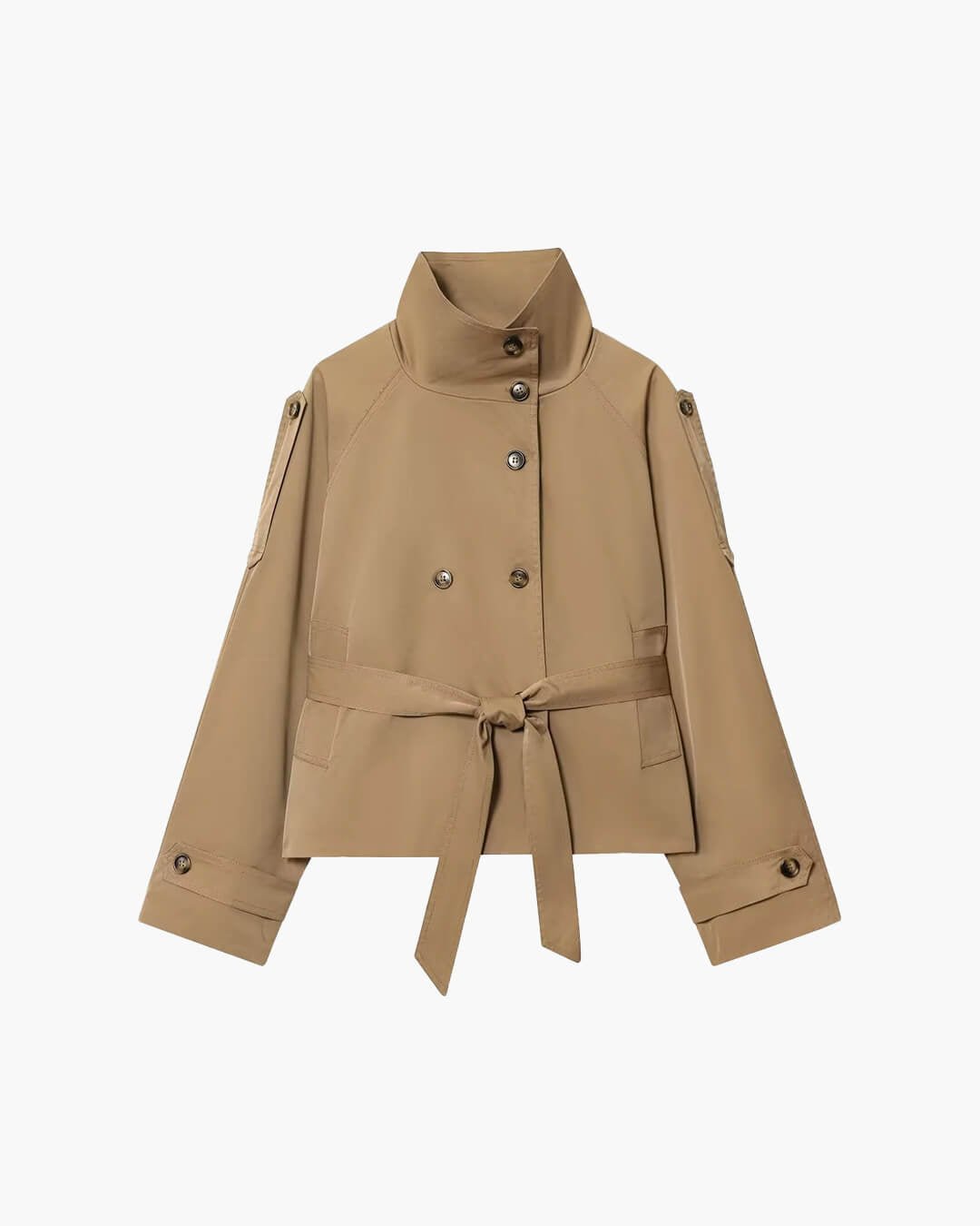 Mara cropped trench coat in beige | SOKYND