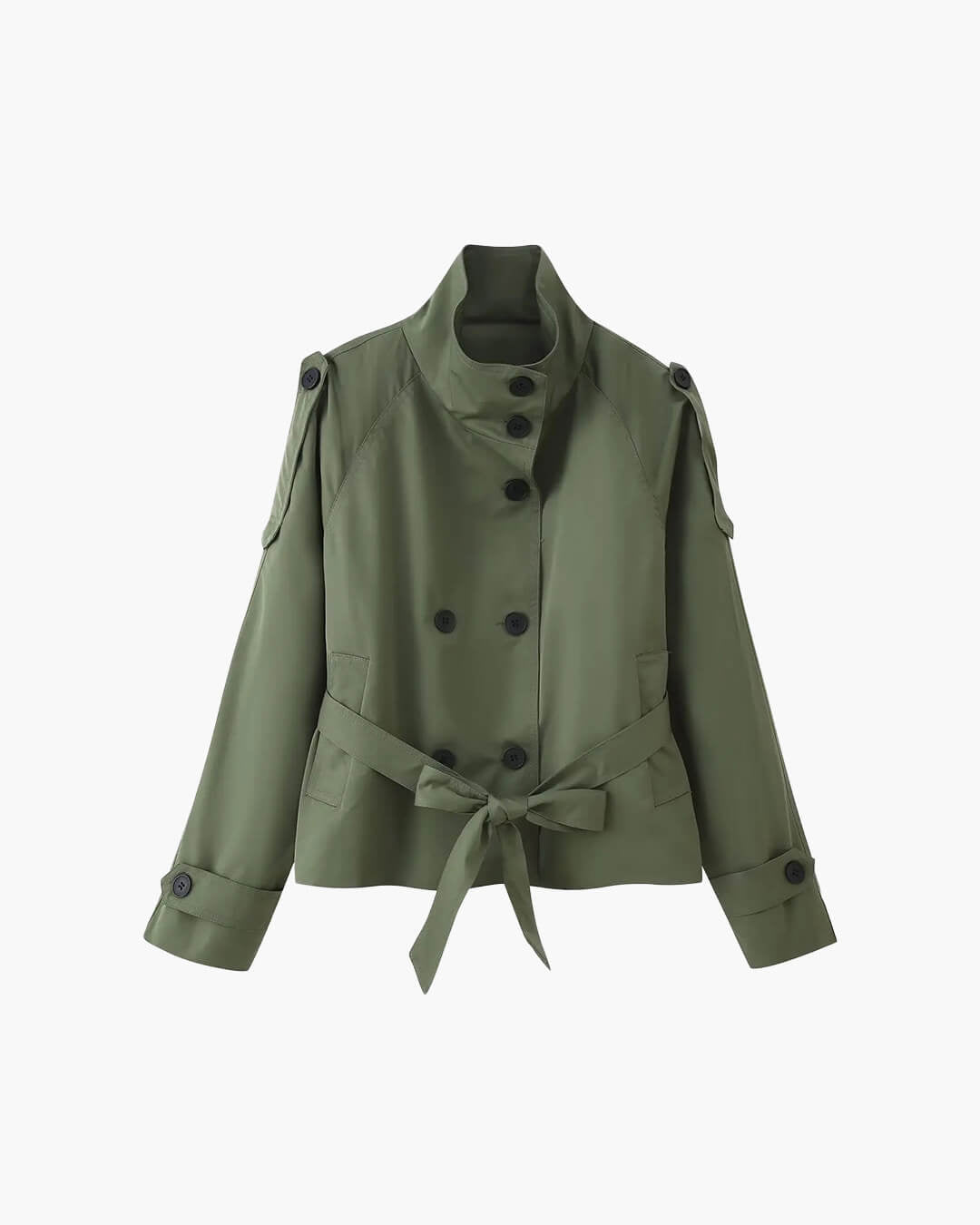 Mara cropped trench coat in black | SOKYND