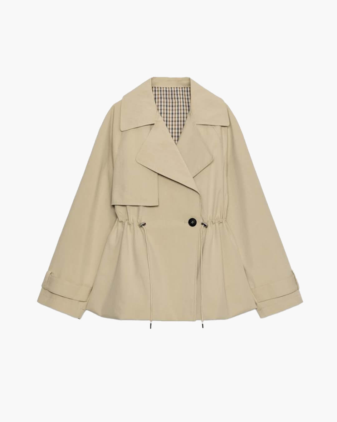 SOKYND Maria Lapel Collar Drawstring Trench Coat CoatSOKYND-741911-BEI-M-60919BeigeM