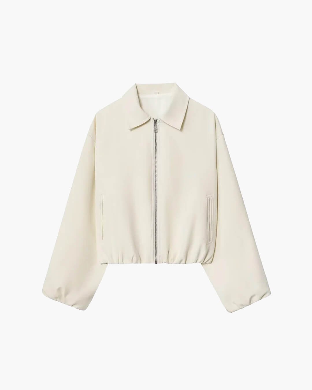 SOKYND Meera Puff Sleeve Bomber Jacket Coats & JacketsIvoryXS
