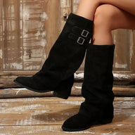 Melanie Retro Buckle Knee High Boot