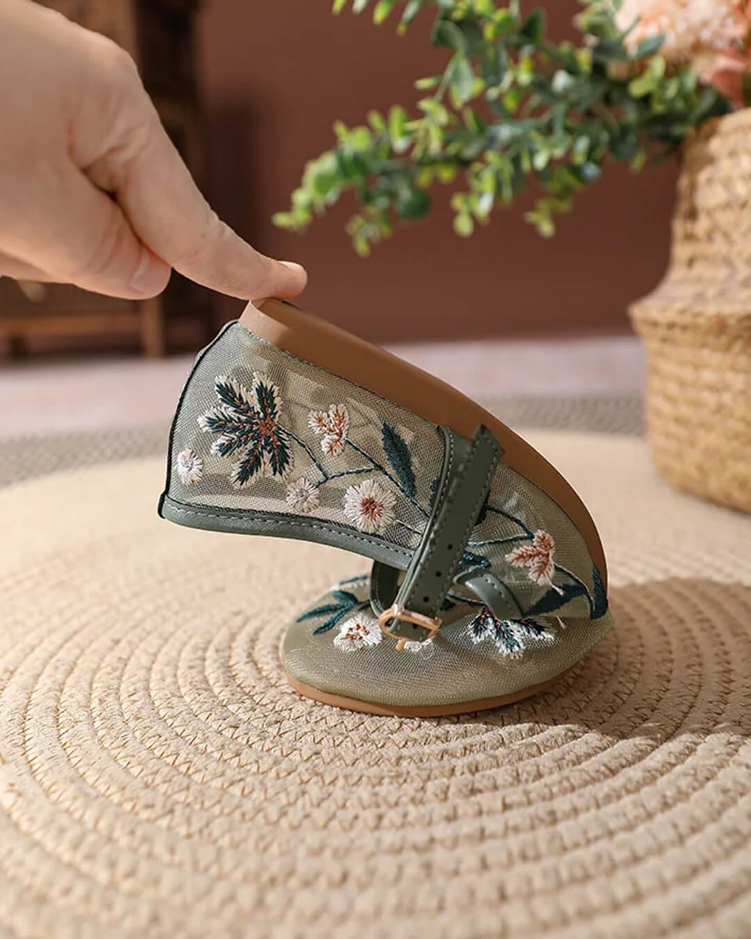 SOKYND Mia Embroidered Ballet Flats Shoesbk1772777205919777616Green40