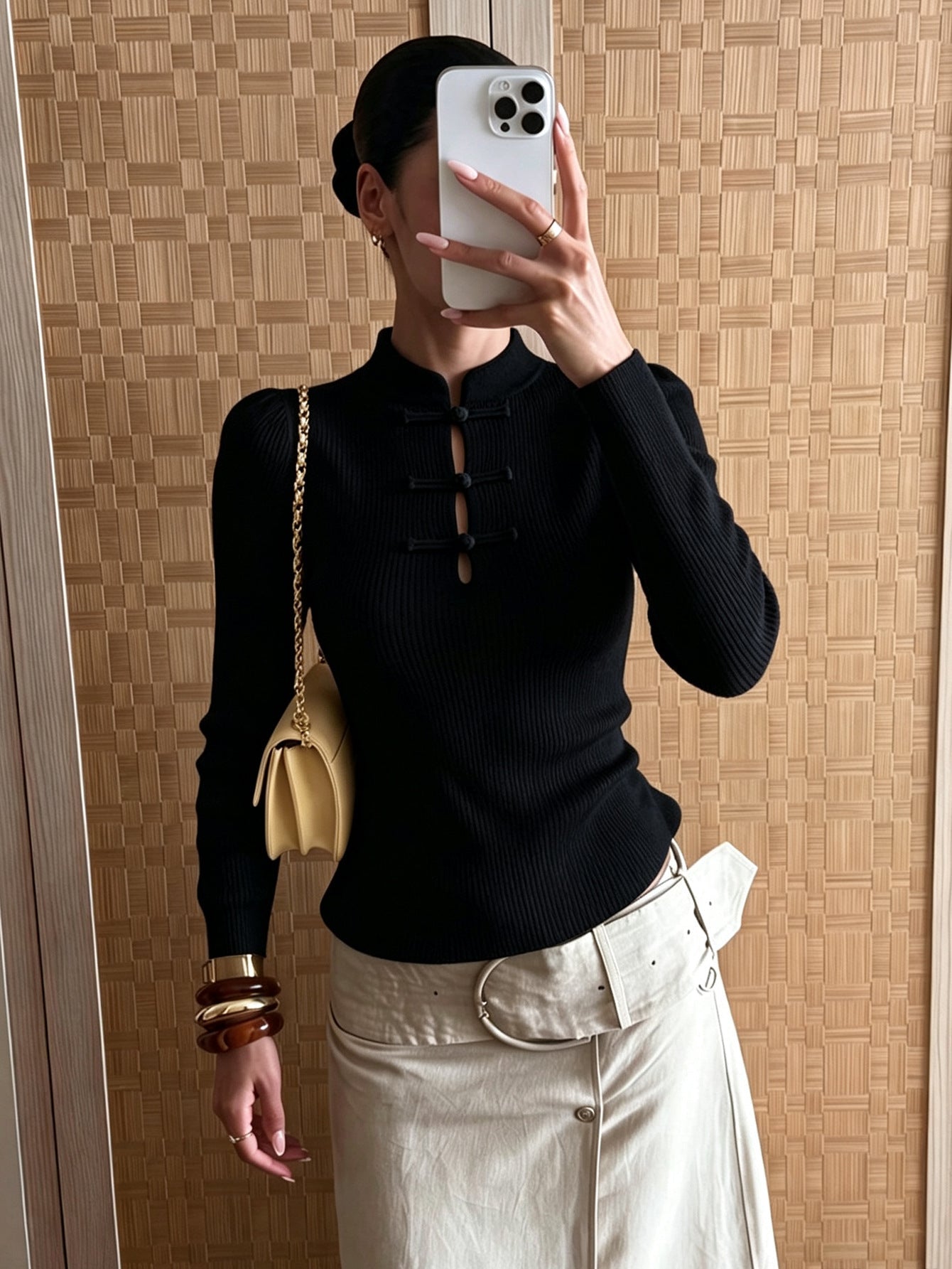 SOKYND Naomi Mandarin Collar Ribbed Knit Top TopSOKYND-389463-BLA-XS-62071BlackXS