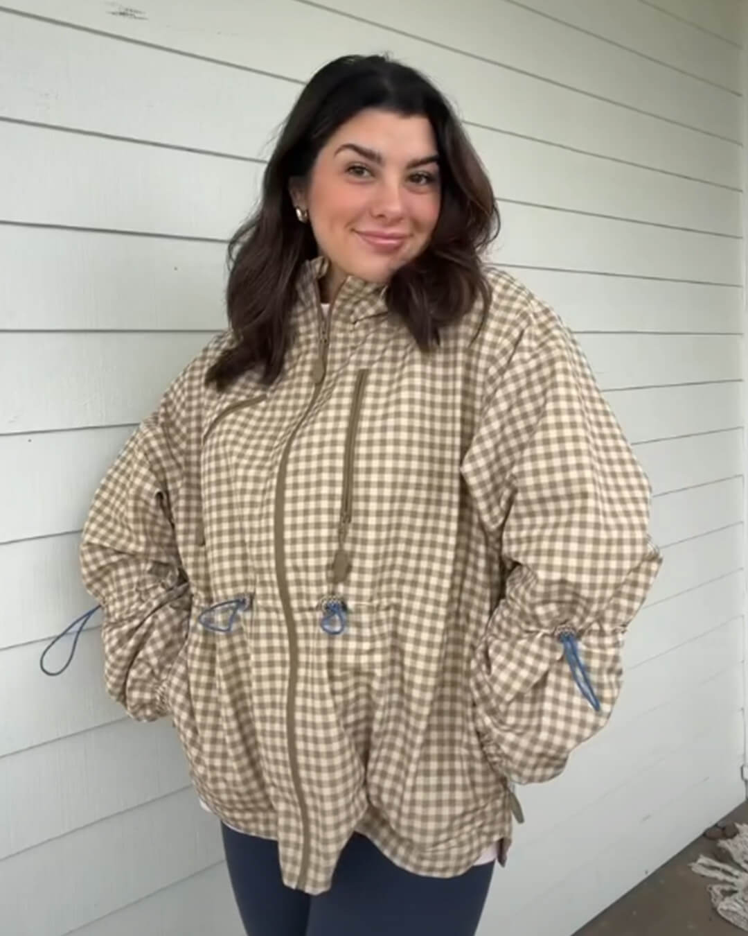 SOKYND Natalie Plaid Hooded Trench Jacket JacketSOKYND-720919-KHA-S-09559KhakiS