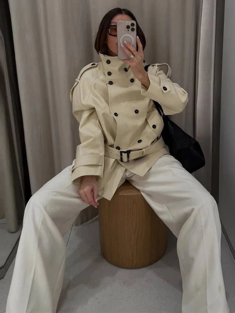 SOKYND Nina Stand Collar Trench Coat CoatSOKYND-242647-B-M-57783BeigeM