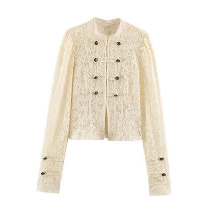 SOKYND Nora Sheer Lace Patchwork Jacket JacketSOKYND-542103-BEI-M-11223BeigeM