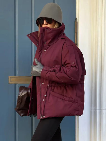SOKYND Olivia Oversized Drawstring Waist Puffer Jacket JacketSOKYND-246423-PUR-M-67415PurpleM