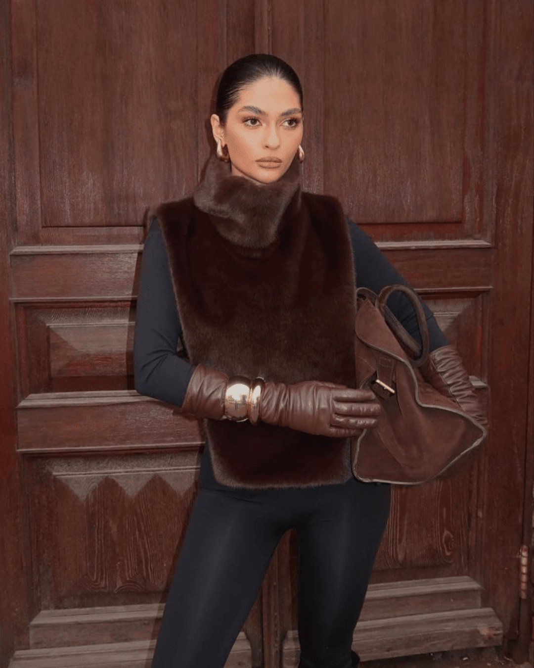 SOKYND Parker Faux Fur Turtleneck Vest VestSOKYND-068951-BRO-M-12087BrownM