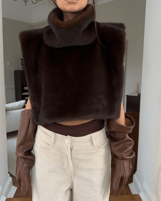 SOKYND Parker Faux Fur Turtleneck Vest VestSOKYND-068951-BRO-S-79319BrownS