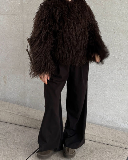 SOKYND Priscilla Fuzzy Faux Fur Coat Coats & Jacketsct1767356248755910001BurgundyXS