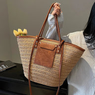 Quinn Forest Woven Single-Shoulder Tote