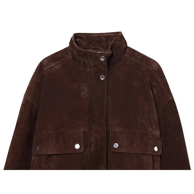 SOKYND Rachel Wide Shoulder Suede Jacket JacketSOKYND-183191-BRO-S-24183BrownS
