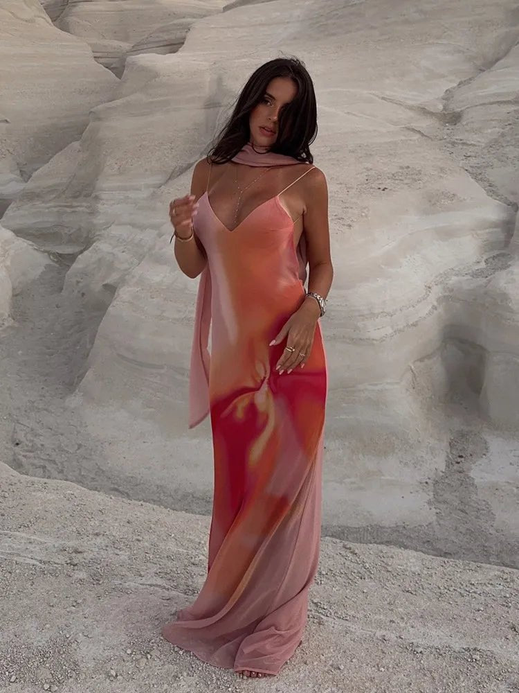 SOKYND Remy Open-Back Ombre Satin Maxi Dress DressSOKYND-790295-ORA-S-19063OrangeS