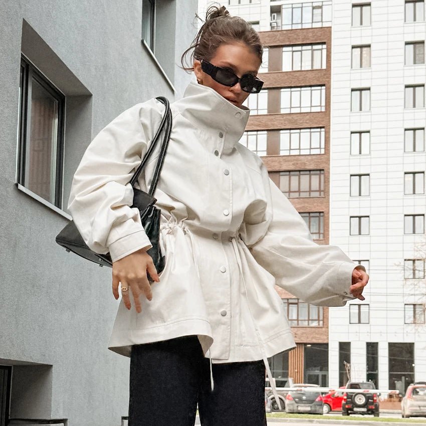 SOKYND Ruth Contrast Collar Windbreaker Jacket JacketBeigeL