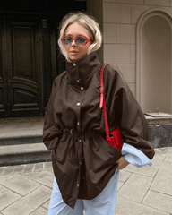 Ruth Contrast Collar Windbreaker Jacket