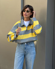 Sabine Striped V-Neck Knit Pullover