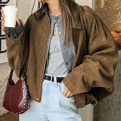 SOKYND Sabrina Vintage Khaki Suede Jacket JacketSOKYND-797847-BRO-M-90135KhakiM