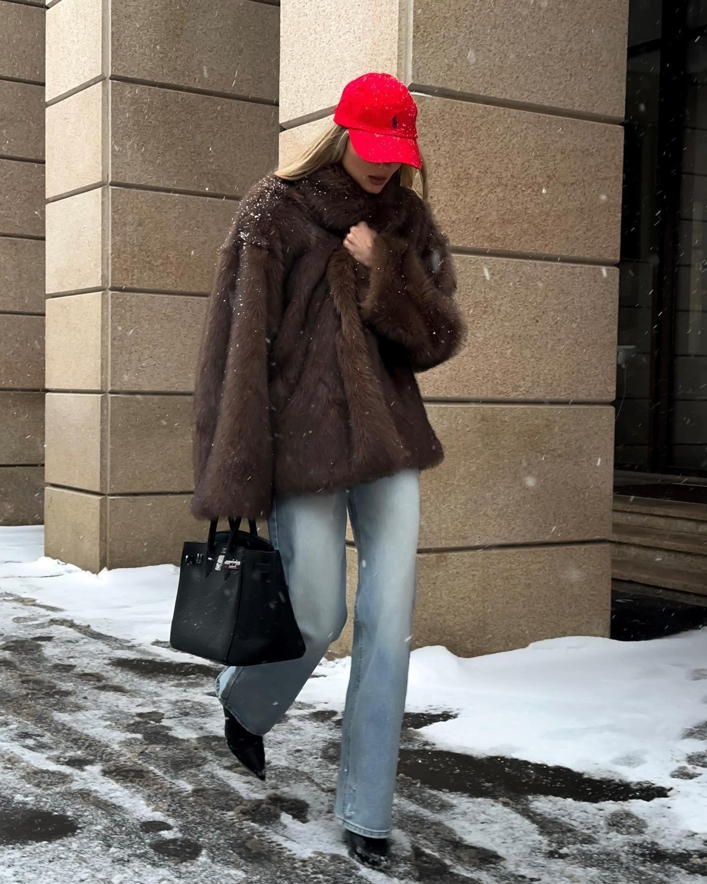 SOKYND Sariyah Faux Fur Coat in Brown