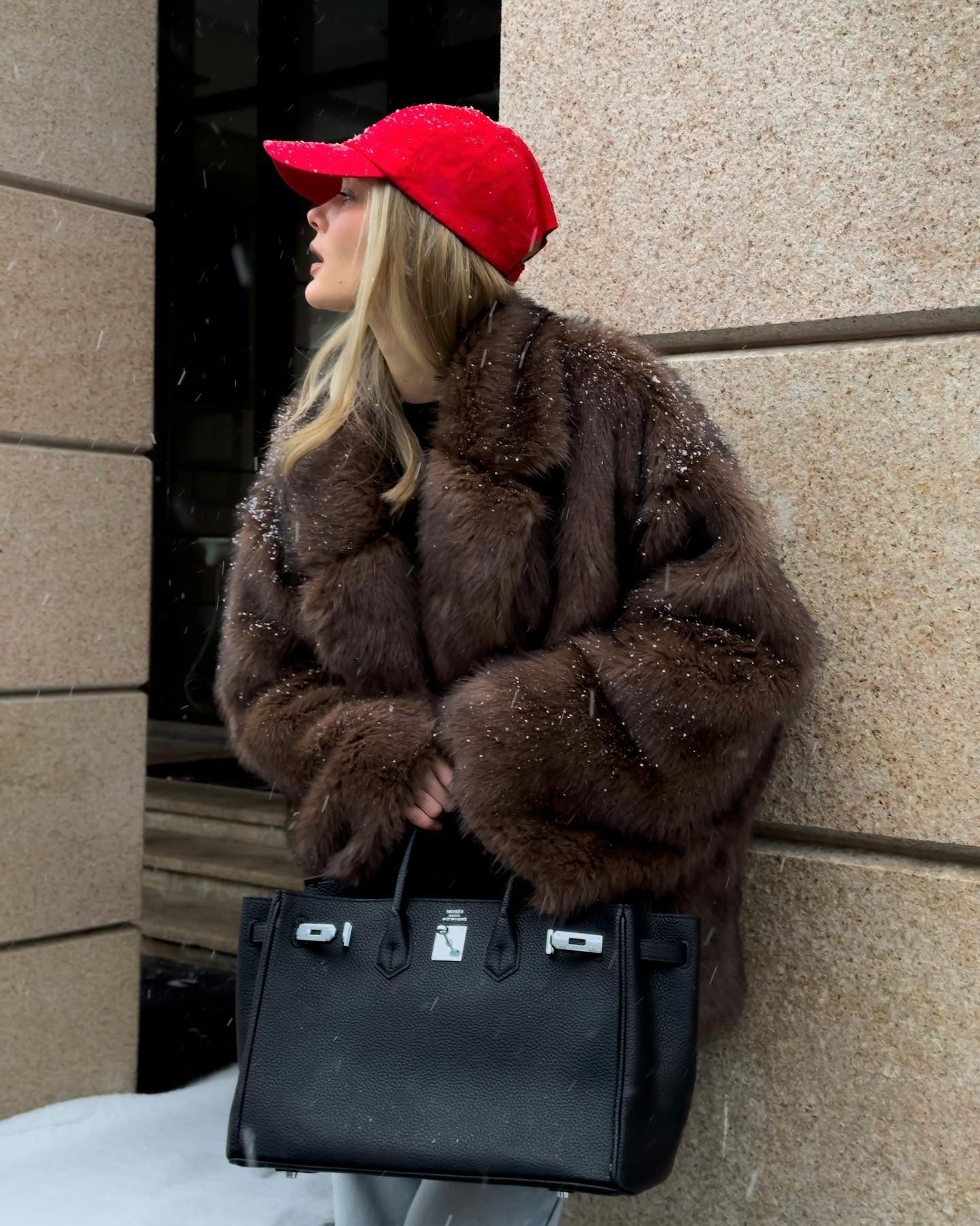 SOKYND Sariyah Faux Fur Coat in Brown