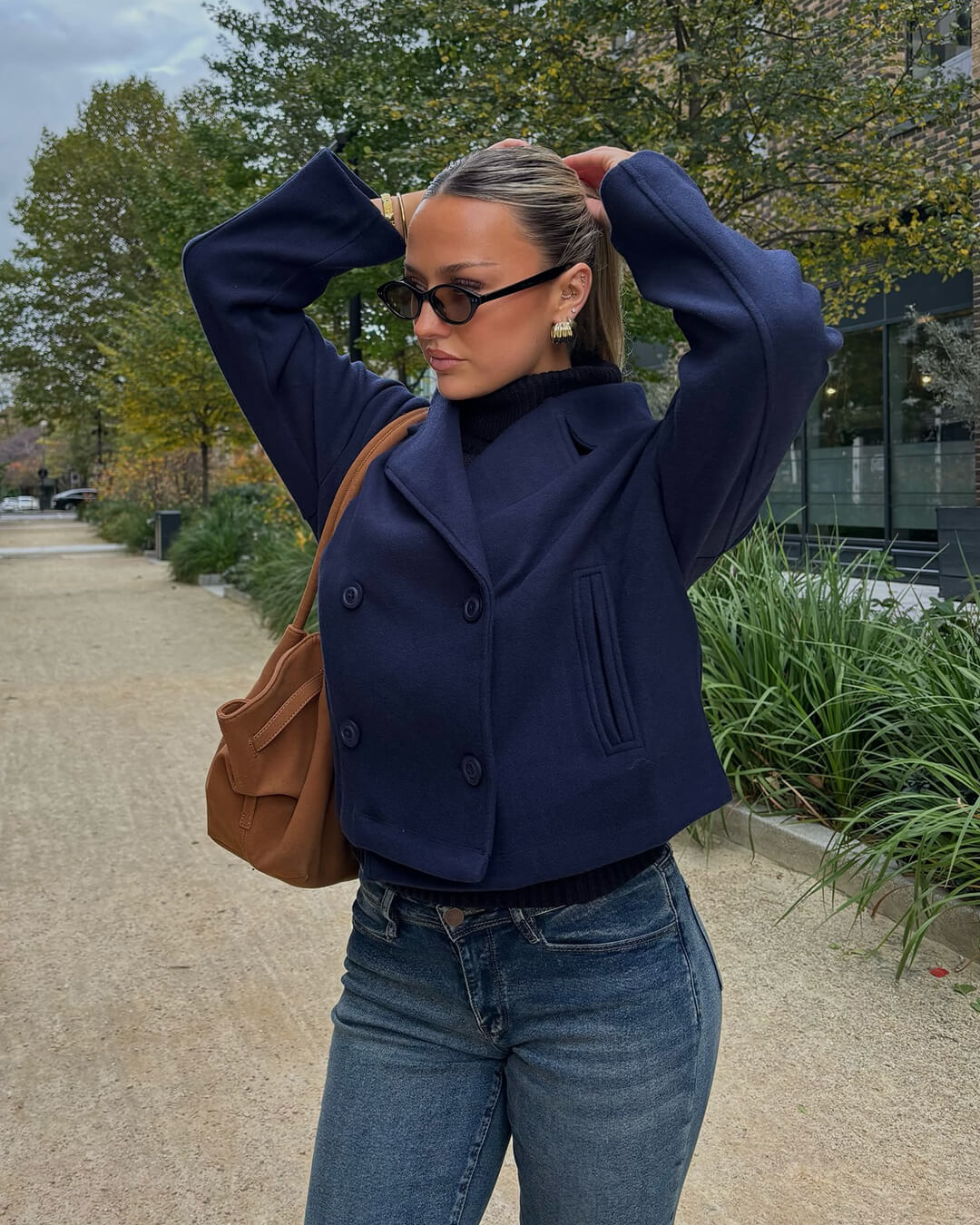 SOKYND Vannie Short Double - Breasted Coat Coats & JacketsRx1772777205893713916Navy BlueM