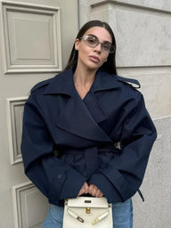 Violy Belted Cropped Trench Coat