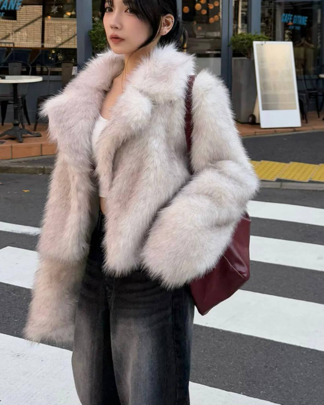SOKYND Whitney Cropped Faux Fur Jacket Coats & JacketsvQ1767625273827255689CreamL