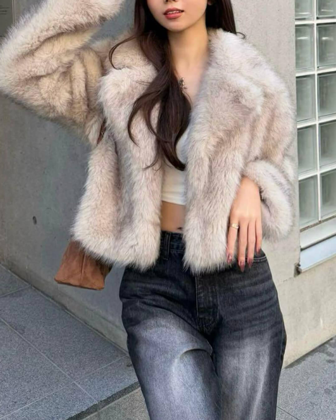 SOKYND Whitney Cropped Faux Fur Jacket Coats & Jacketsoy1767625273827150311CreamM