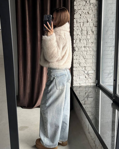 SOKYND Whitney Cropped Faux Fur Jacket Coats & JacketsFr1767625273827039684CreamS