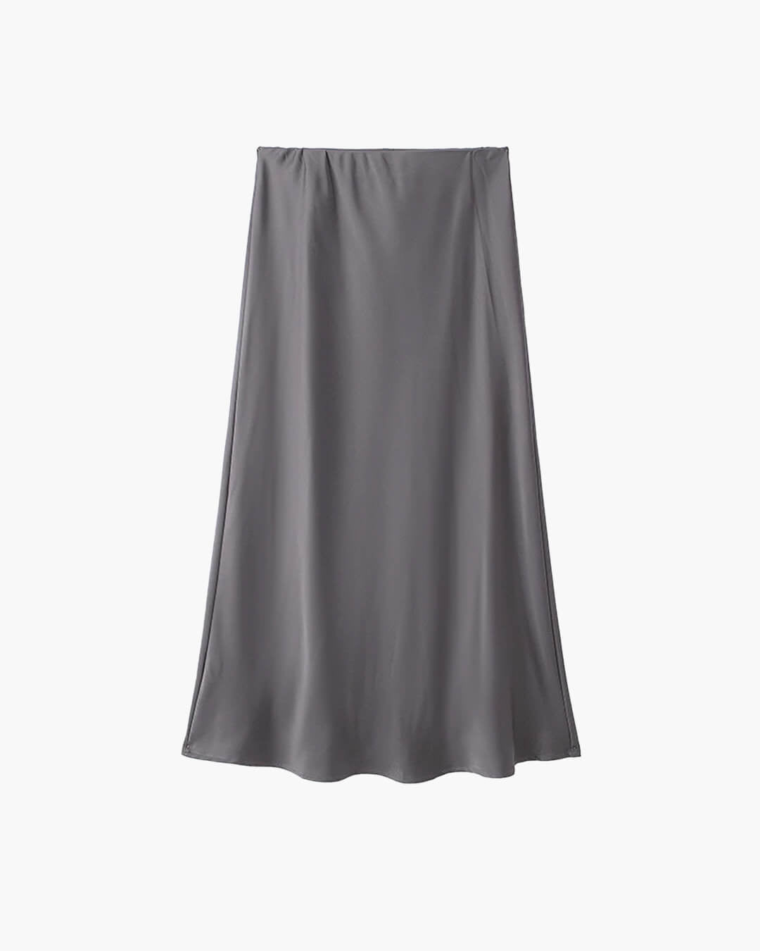 SOKYND Yui High Waist Black Satin Midi Skirt SkirtGreyXS