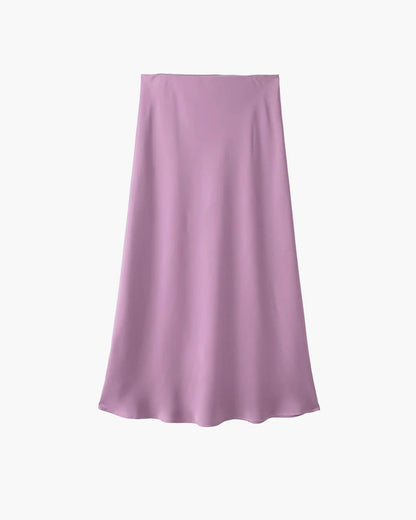SOKYND Yui High Waist Black Satin Midi Skirt SkirtLavenderXS