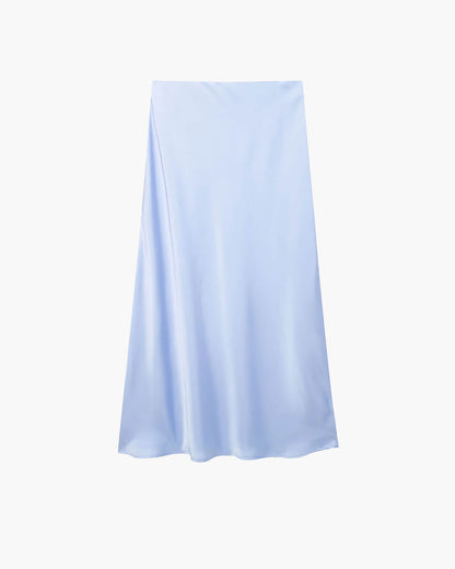 SOKYND Yui High Waist Black Satin Midi Skirt SkirtLight BlueXS
