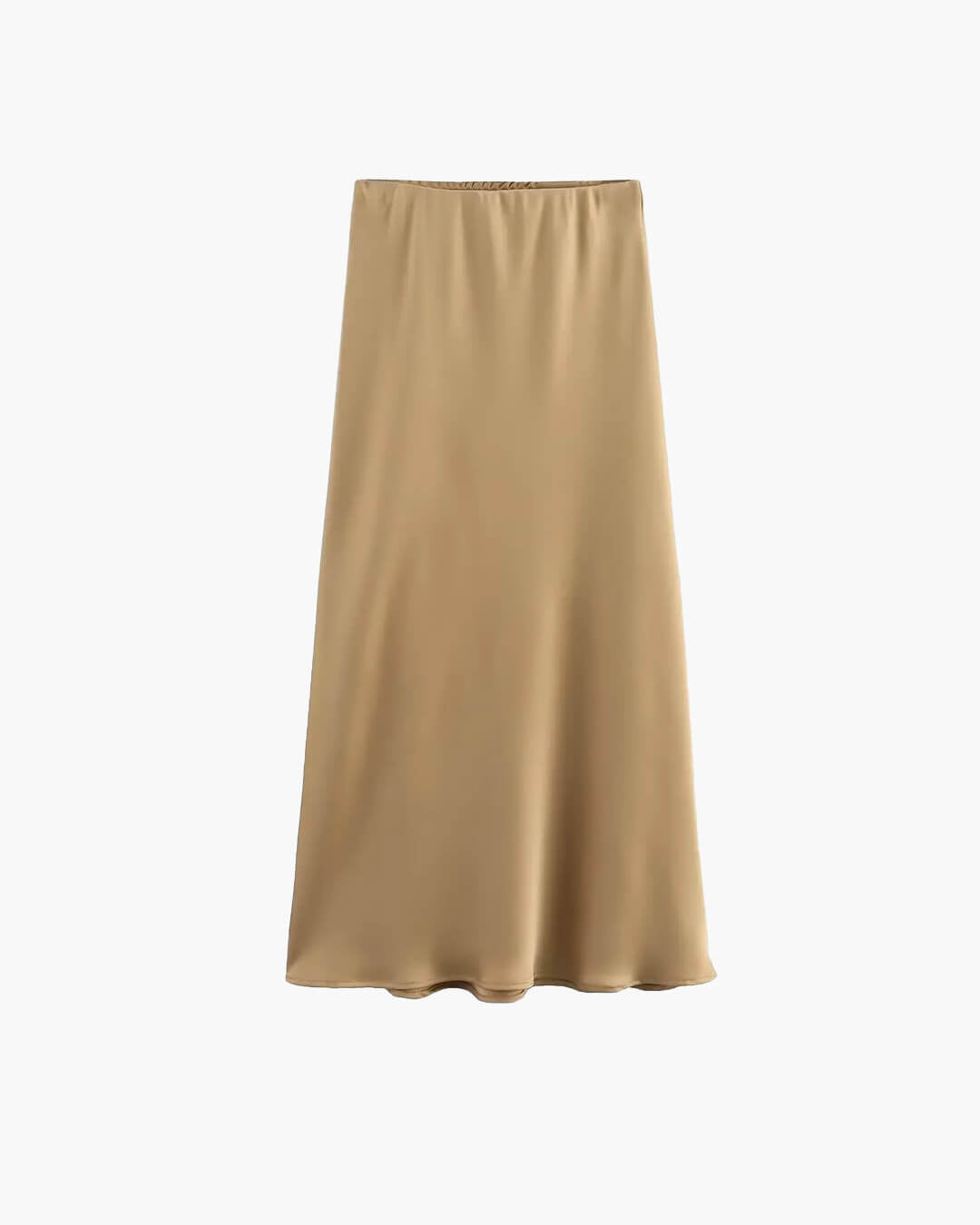 SOKYND Yui High Waist Black Satin Midi Skirt SkirtLight BrownXS