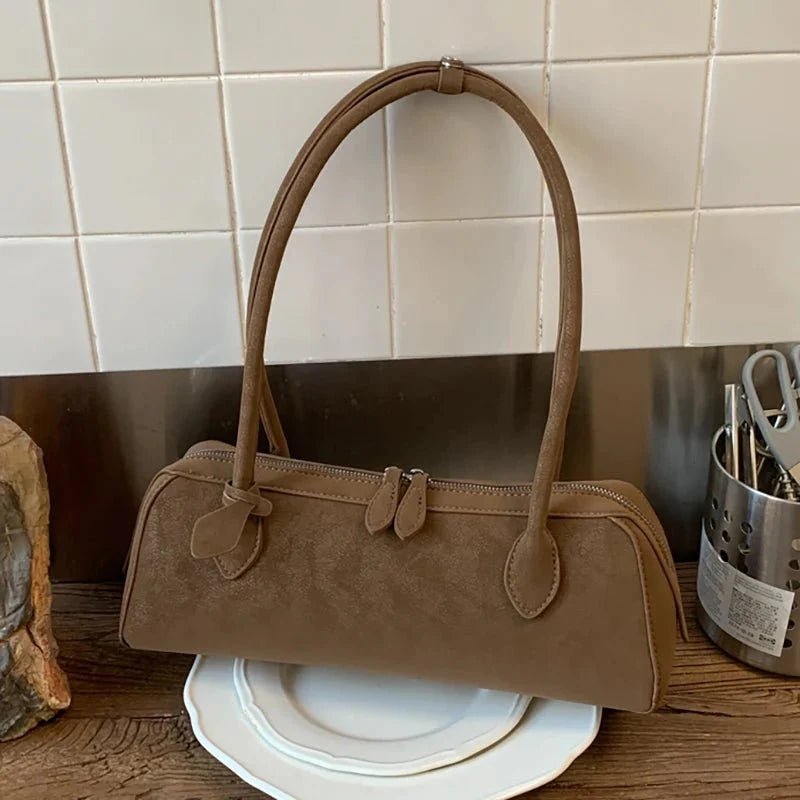 Emma Faux Suede Baguette Bag